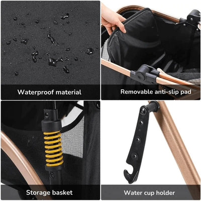 Pet Stroller Foldable Frame & Detachable Box