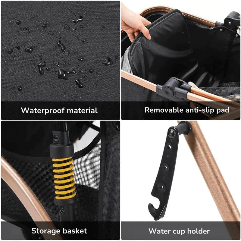 Pet Stroller Foldable Frame & Detachable Box
