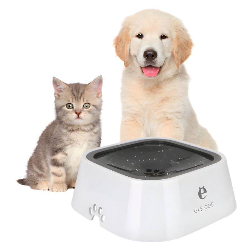 Pet Water Bowl Splash-Proof Floating Rim