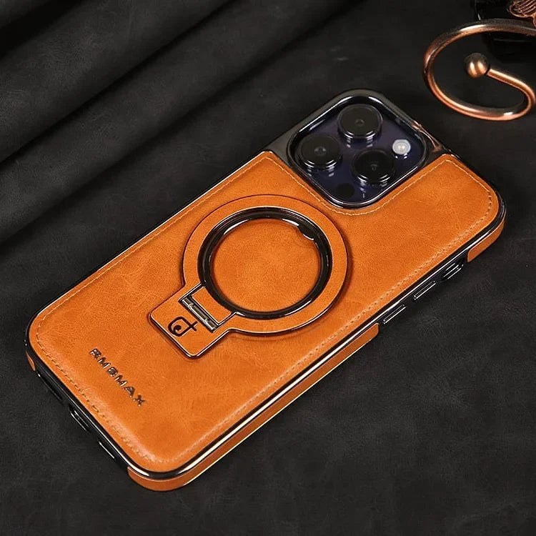 Phone Case Textured Grip Foldable Kickstand Magnetic Ring Alignment