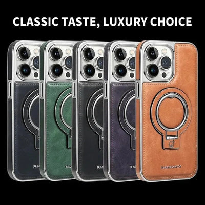Phone Case Textured Grip Foldable Kickstand Magnetic Ring Alignment