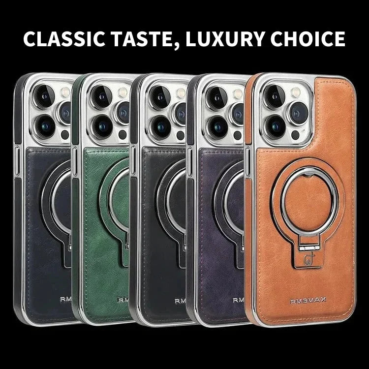 Phone Case Textured Grip Foldable Kickstand Magnetic Ring Alignment