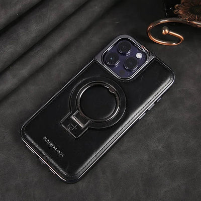 Phone Case Textured Grip Foldable Kickstand Magnetic Ring Alignment