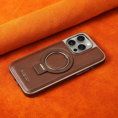 Phone Case Textured Grip Foldable Kickstand Magnetic Ring Alignment