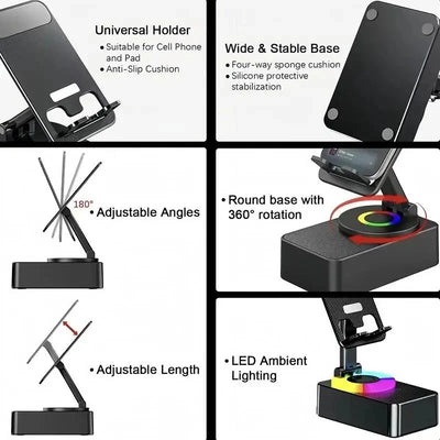 Phone & Tablet Stand Bluetooth Speaker 1500mAh Power Bank