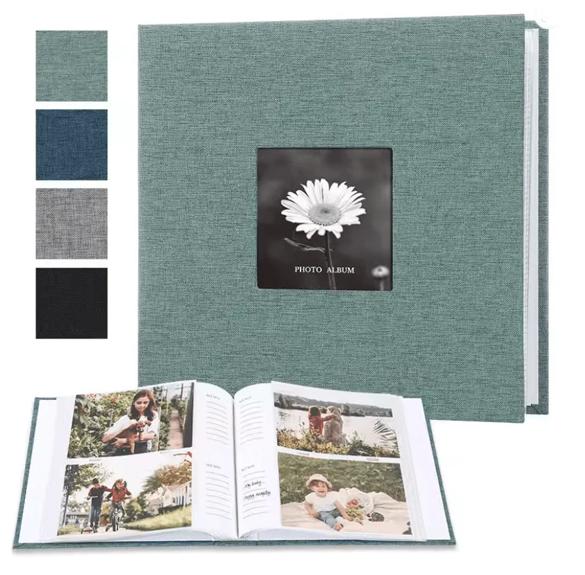 Photo Album Linen Cover Writable Pages Holds 300 Photos