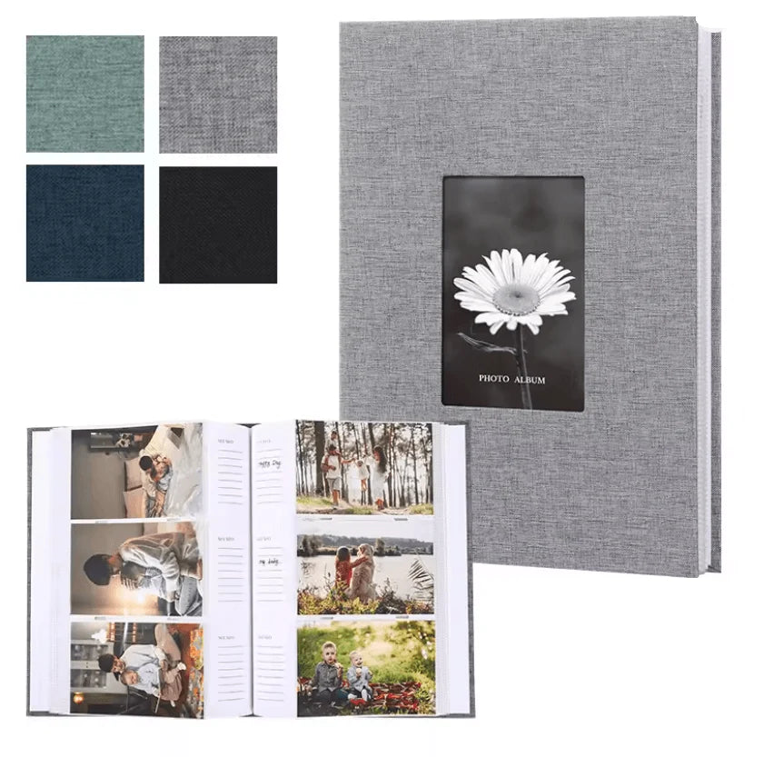 Photo Album Linen Cover Writable Pages Holds 300 Photos