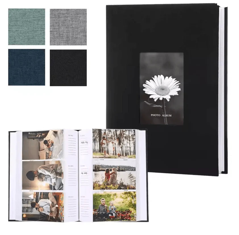 Photo Album Linen Cover Writable Pages Holds 300 Photos
