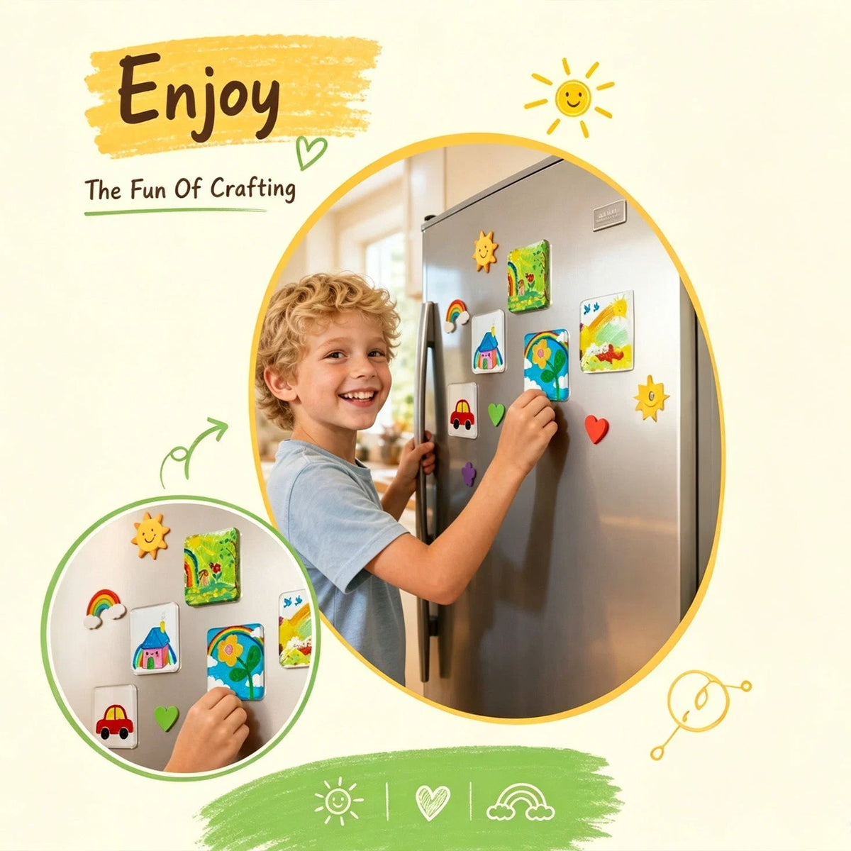 Photo Frames Self-Adhesive Crystal Clear & Removable Magnets