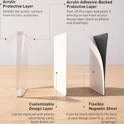 Photo Frames Self-Adhesive Crystal Clear & Removable Magnets