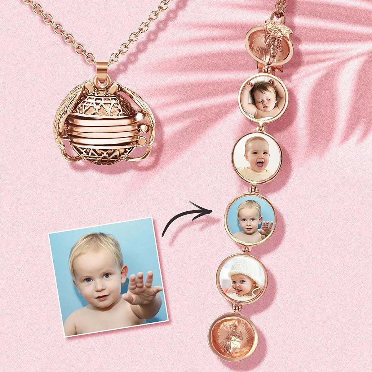 Photo Pendant Necklace Foldable Hidden Compartment