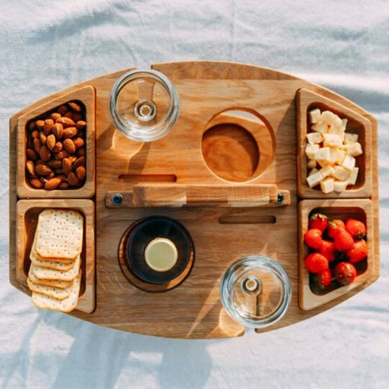 Picnic Table Bottle & Glass Holders Snack Bowls