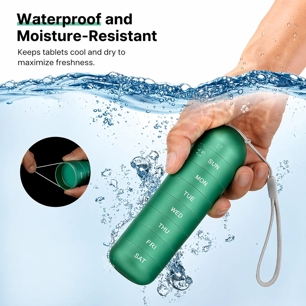 Pill Organizer Aluminum Alloy Shockproof Silicone Seal 7-Day