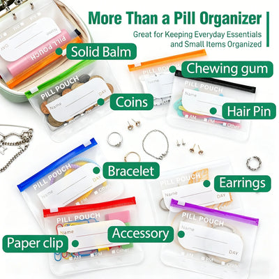 Pill Organizer Labelable & Waterproof Pouches Ring Binder