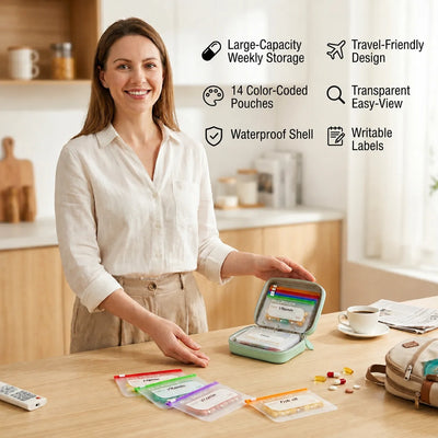 Pill Organizer Labelable & Waterproof Pouches Ring Binder