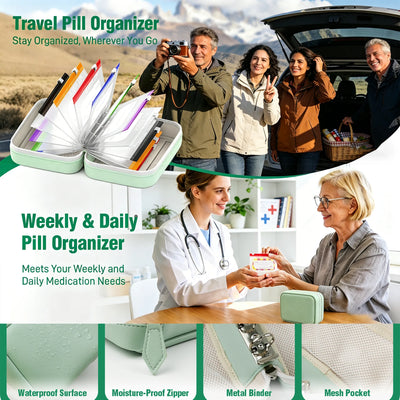 Pill Organizer Labelable & Waterproof Pouches Ring Binder