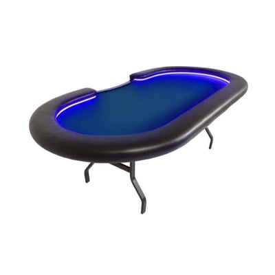 Poker Table LED Lights Folding Steel Legs Seats 10