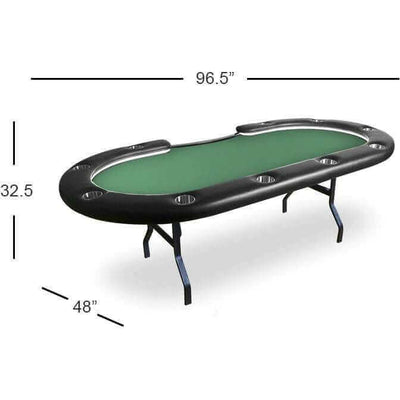 Poker Table LED Lights Folding Steel Legs Seats 10