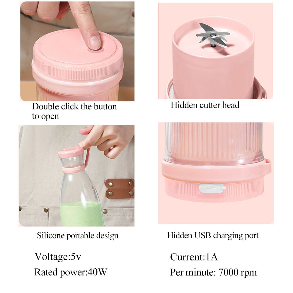 Portable Blender Cordless Magnetic Charging Stainless Steel Blades