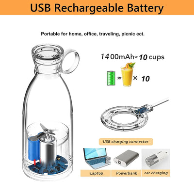 Portable Blender Cordless Magnetic Charging Stainless Steel Blades