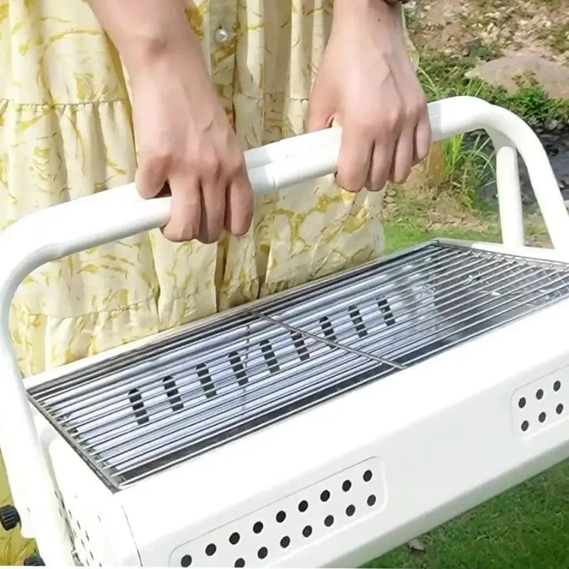 Portable Charcoal Grill Folding Legs & Perforated Sidewalls