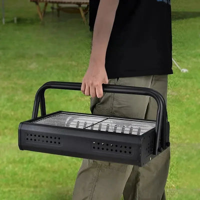 Portable Charcoal Grill Folding Legs & Perforated Sidewalls