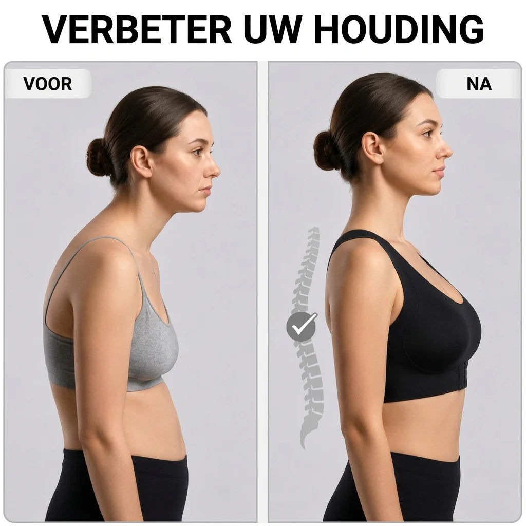 Posture Support Bra X-Back Wide Straps Front Closure