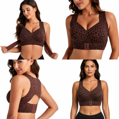 Posture Support Bra X-Back Wide Straps Front Closure