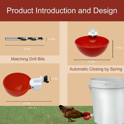 Poultry Waterer Cups Automatic Refill Set of 10