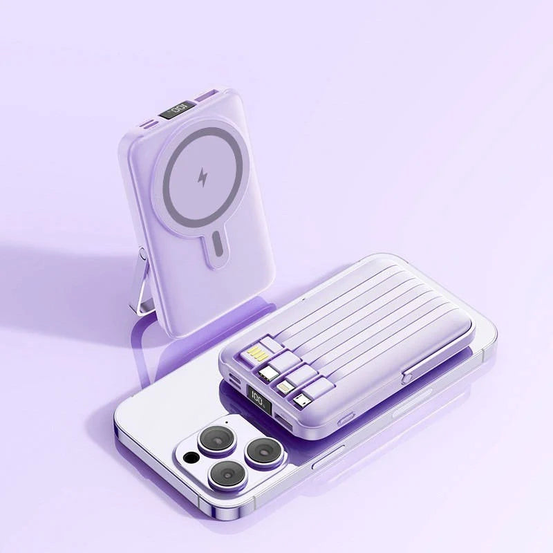 Power Bank 10000mAh Magnetic Wireless & Built-In Cables