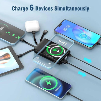 Power Bank 10000mAh Magnetic Wireless & Built-In Cables