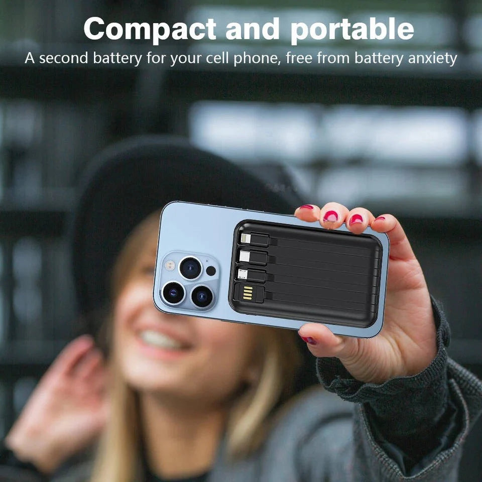 Power Bank 10000mAh Magnetic Wireless & Built-In Cables