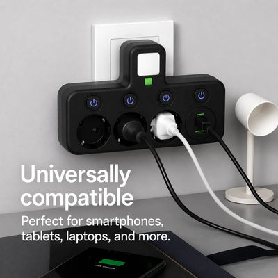 Power Strip 3 Outlets USB-C & USB Surge Protection