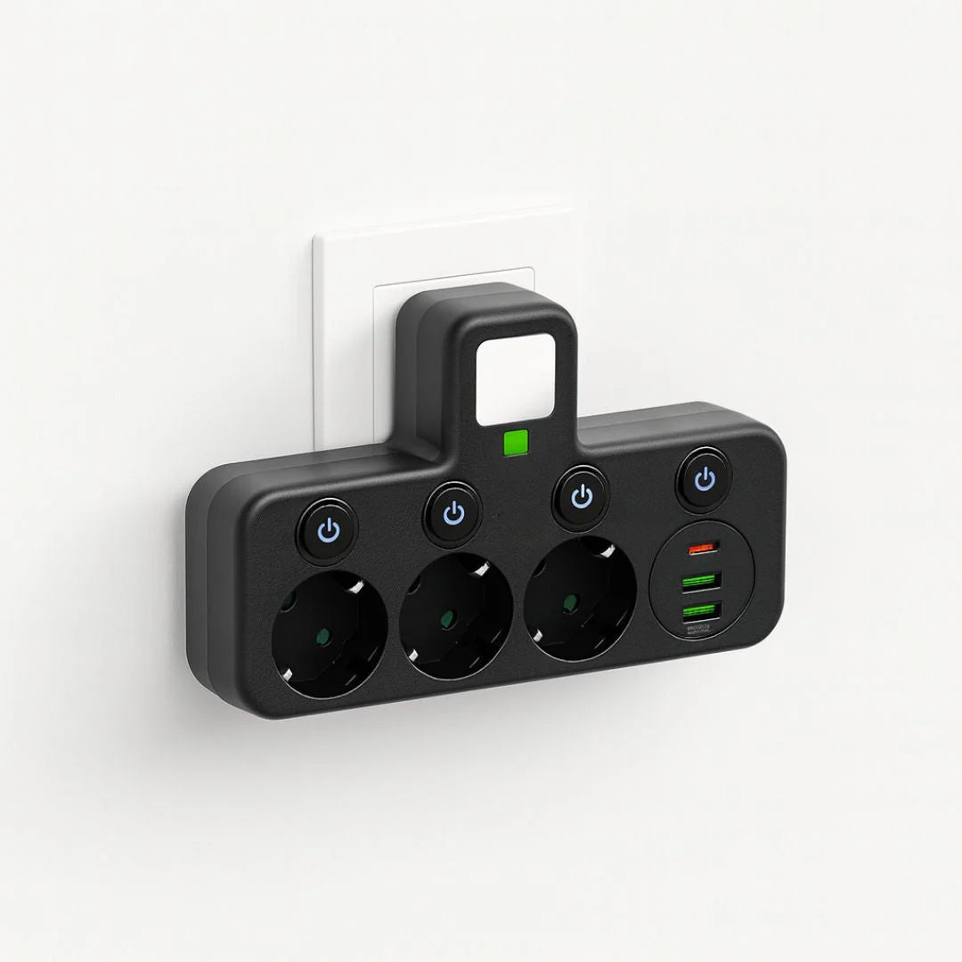 Power Strip 3 Sockets USB & Type-C Surge Protection