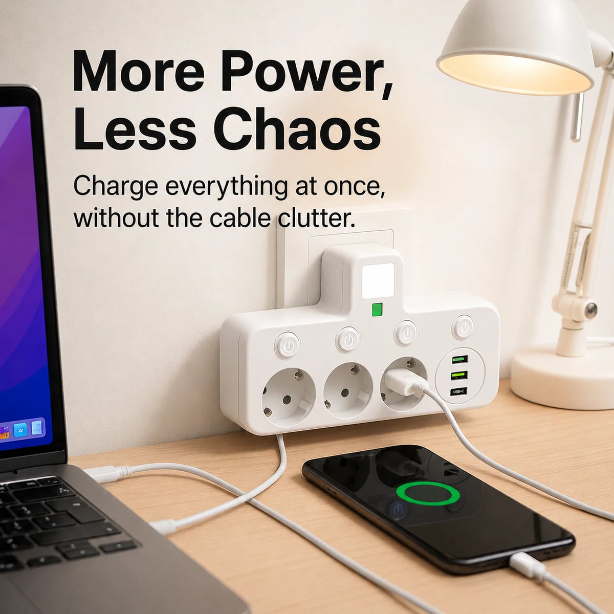 Power Strip Surge Protected Switchable Sockets USB-C & USB
