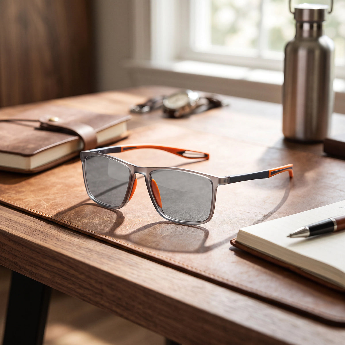Progressive Glasses Photochromic Blue Light Lenses Titanium Frame
