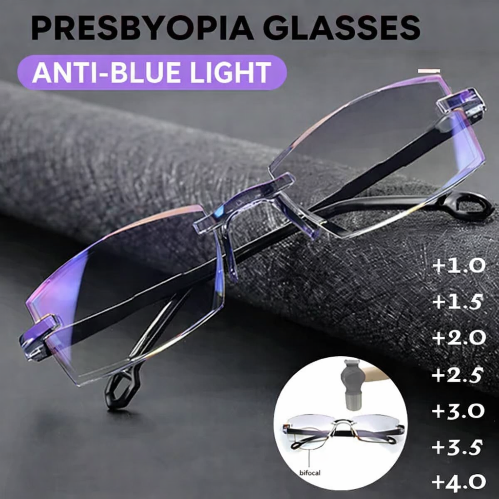 Progressive Glasses Rimless Ultra-Light Anti-Blue Light