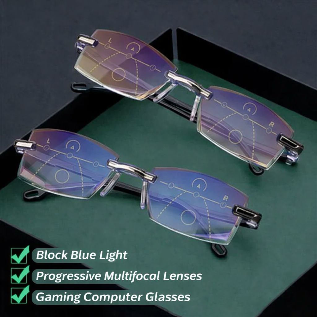Progressive Glasses Rimless Ultra-Light Anti-Blue Light