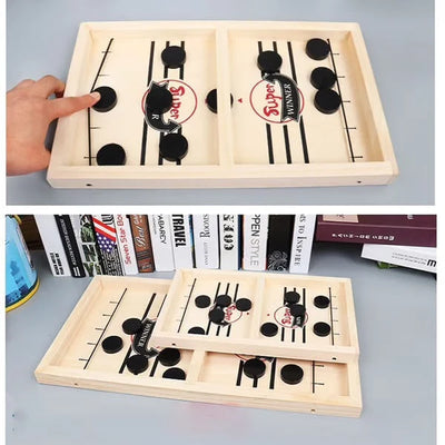 Puck Game Two-Player Solid Wood Center Gate Ten Pucks
