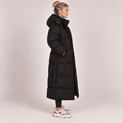 Puffer Coat Longline Hooded Adjustable Belt