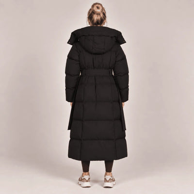 Puffer Coat Longline Hooded Adjustable Belt