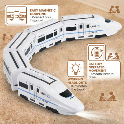 Pull Train Toy Linking Detachable Carriages Rounded Edges