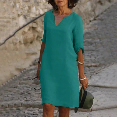 Pullover Dress Loose Fit Breathable Cotton-Polyester Blend