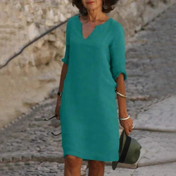 Pullover Dress Loose Fit Breathable Cotton-Polyester Blend