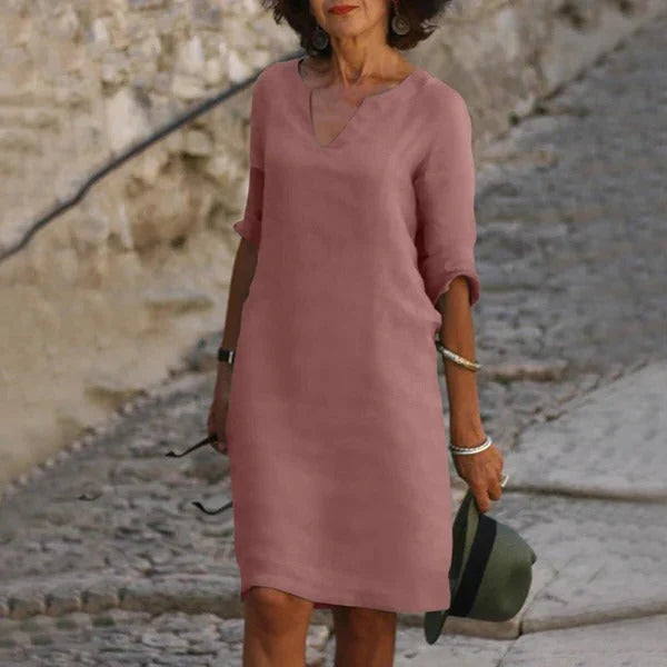 Pullover Dress Loose Fit Breathable Cotton-Polyester Blend
