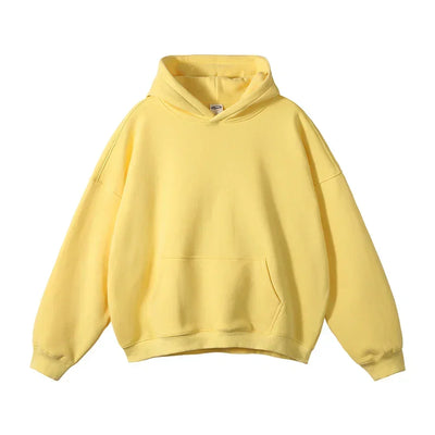 Pullover Hoodie Relaxed Fit Kangaroo Pocket Ribbed Cuffs & Hem