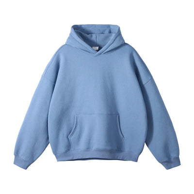Pullover Hoodie Relaxed Fit Kangaroo Pocket Ribbed Cuffs & Hem
