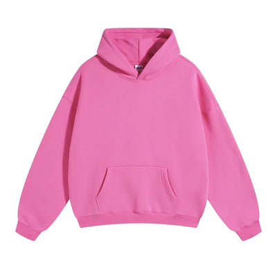 Pullover Hoodie Relaxed Fit Kangaroo Pocket Ribbed Cuffs & Hem