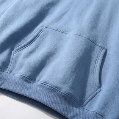 Pullover Hoodie Relaxed Fit Kangaroo Pocket Ribbed Cuffs & Hem