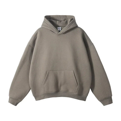 Pullover Hoodie Relaxed Fit Kangaroo Pocket Ribbed Cuffs & Hem
